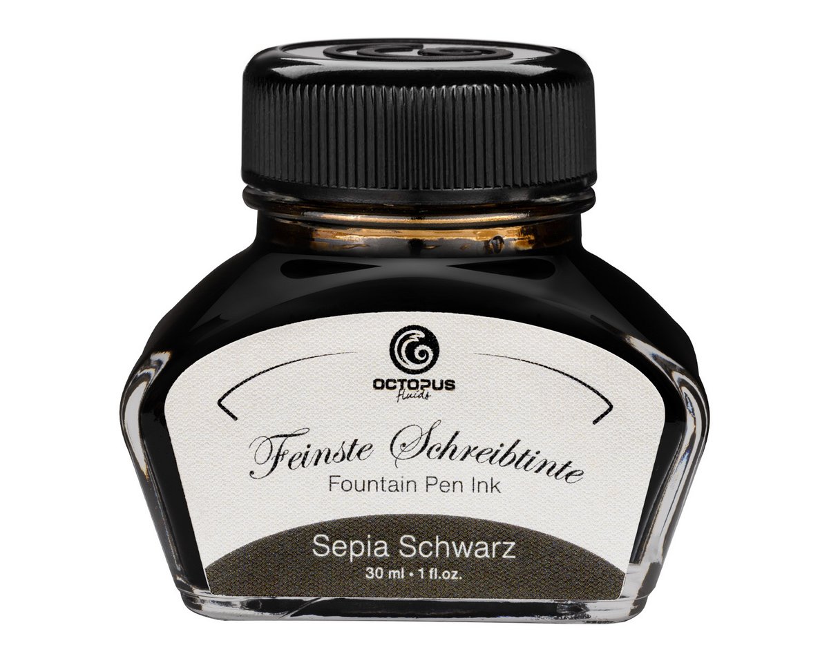 Schreibtinte im 30 ml Glas, Sepia Schwarz