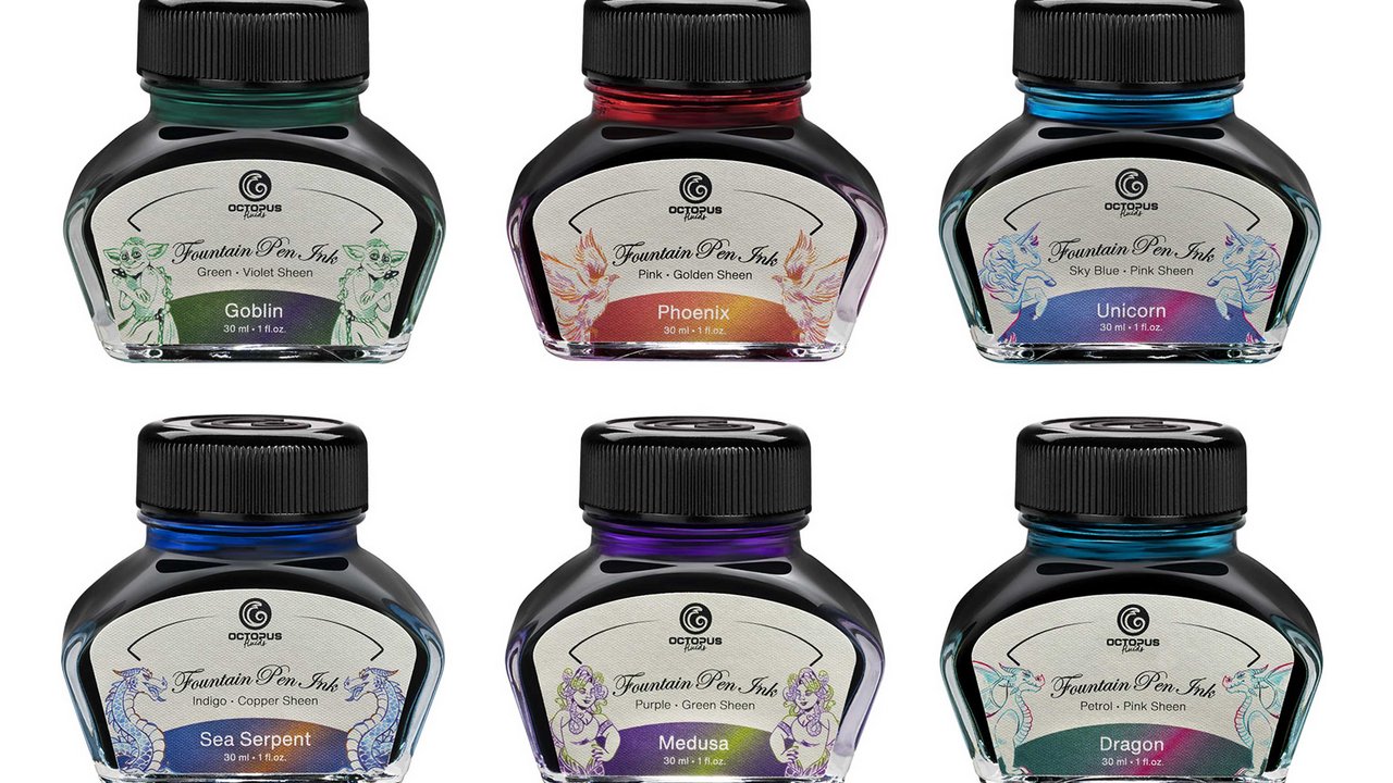Octopus Fluids Sheen inks for fountain pens and calligraphy nibs