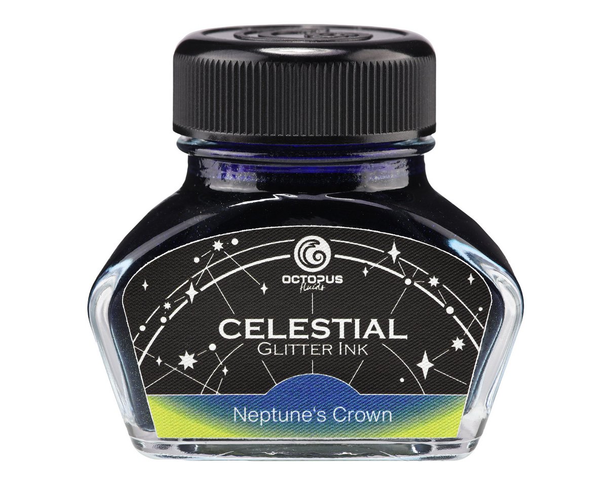 Octopus Celestial Neptunes Crown Glitzertinte blau
